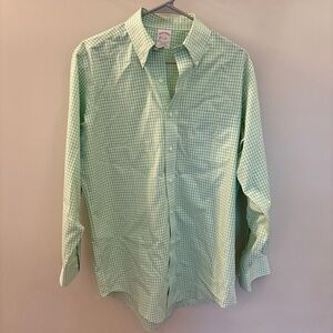 💚 Brooks Brothers Non-Iron Button-Down Shirt – Green Check (15-32) 💚